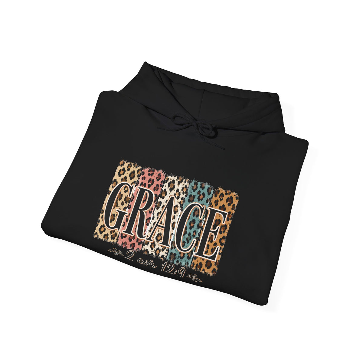 Grace Leopard Hoodie - 2 Cor 12:9 Christian Faith Sweatshirt