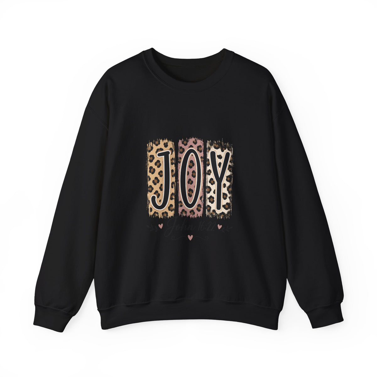 Joy Leopard Print Sweatshirt — John 1:14 Scripture Holiday Crewneck