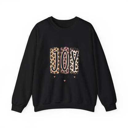 Joy Leopard Print Sweatshirt — John 1:14 Scripture Holiday Crewneck