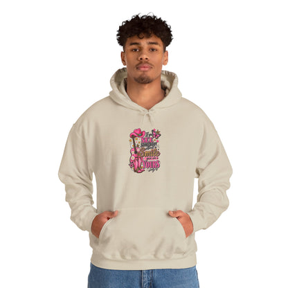Dolly Vibes Hoodie — Pink Western Guitar Floral
