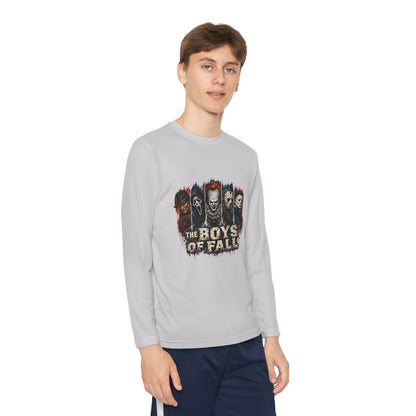 Youth Long Sleeve Tee — "The Boys of Fall" Horror Mask Graphic