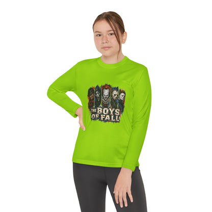 Youth Long Sleeve Tee — "The Boys of Fall" Horror Mask Graphic