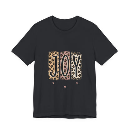 Joy Leopard Christian Tee — "JOY" with John 16:22 Scripture