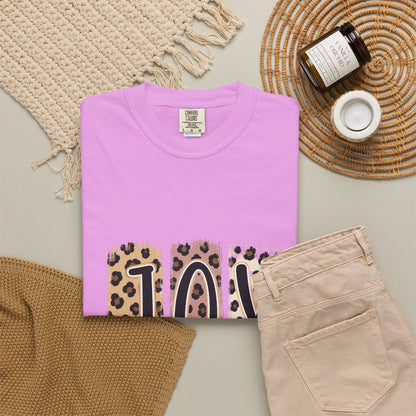 JOY Leopard Print T‑Shirt — John 16:22 Christian Faith Tee