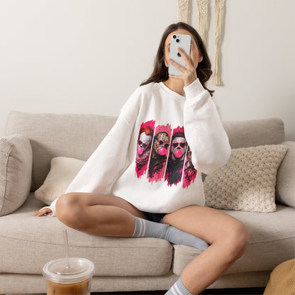 Clown Crewneck Sweatshirt – Colorful Bubblegum Skull & Joker Portraits