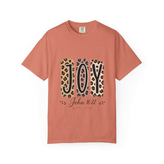 JOY Leopard Print T‑Shirt — John 16:22 Christian Faith Tee