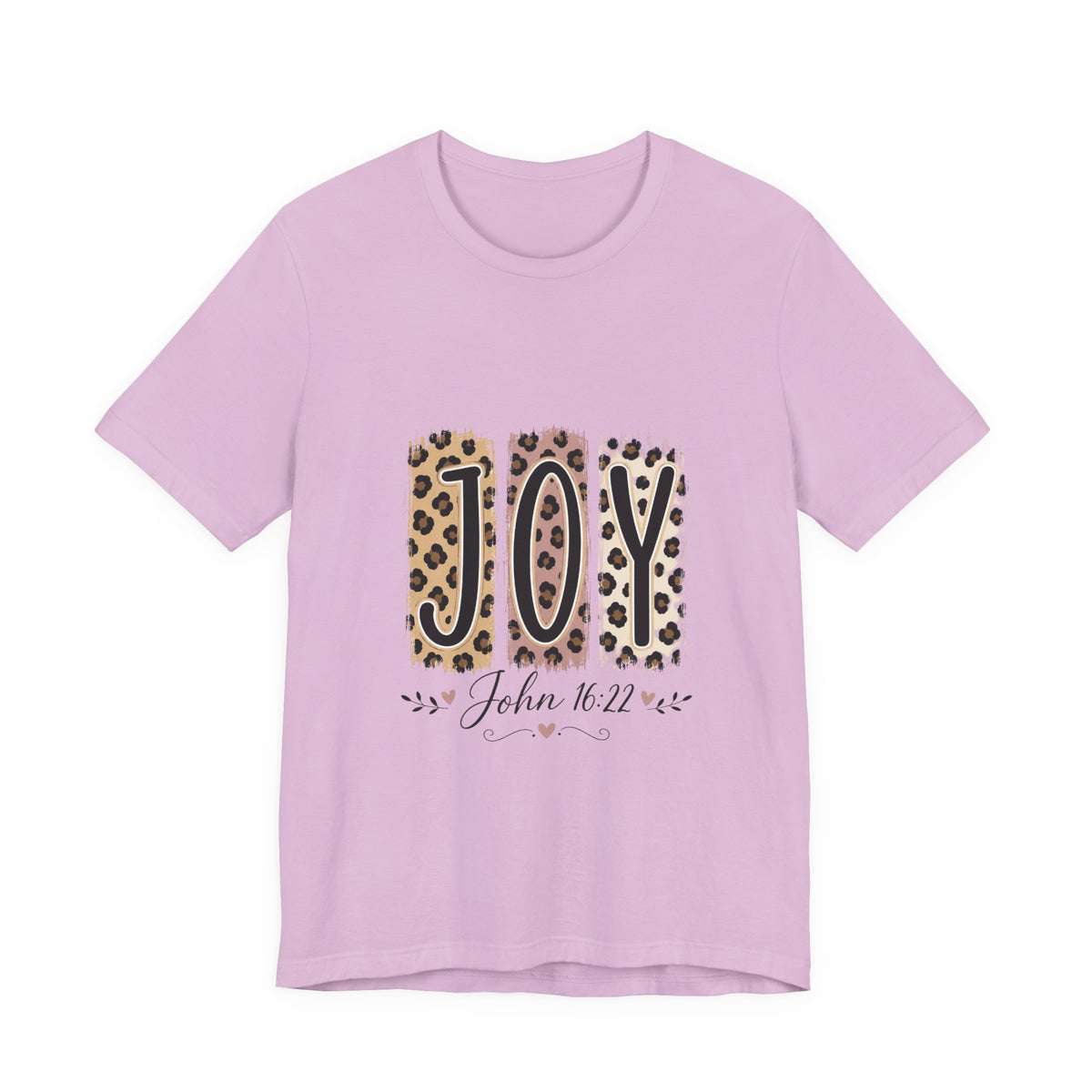 Joy Leopard Christian Tee — "JOY" with John 16:22 Scripture