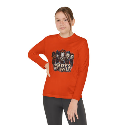 Youth Long Sleeve Tee — "The Boys of Fall" Horror Mask Graphic