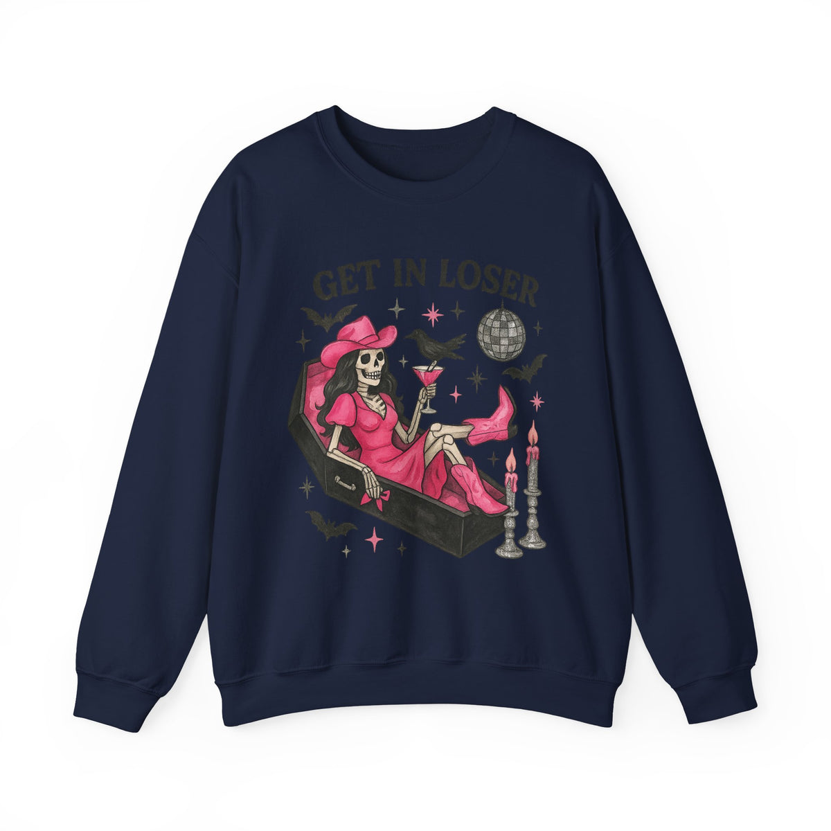 Get In Loser Skeleton Coffin Sweatshirt