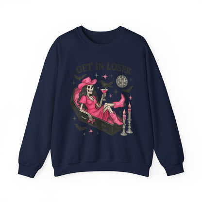 Get In Loser Skeleton Coffin Sweatshirt