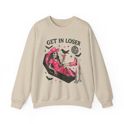 Get In Loser Skeleton Coffin Sweatshirt