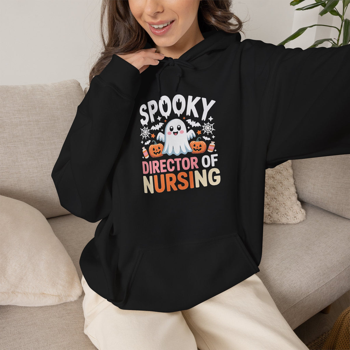 Director of Nursing Halloween Hoodie — Cute Pumpkin & Ghost Nursing Sweatshirt
