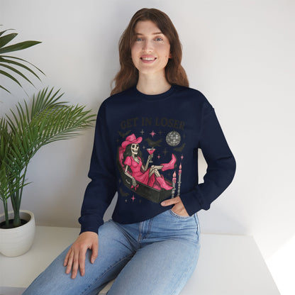 Get In Loser Skeleton Coffin Sweatshirt