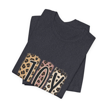 Joy Leopard Christian Tee — "JOY" with John 16:22 Scripture