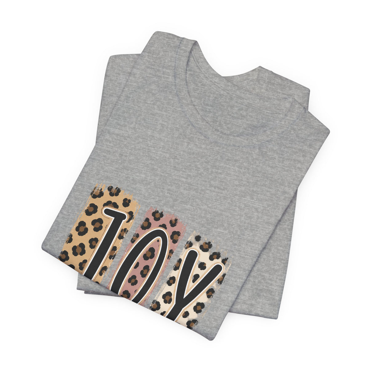 Joy Leopard Christian Tee — "JOY" with John 16:22 Scripture