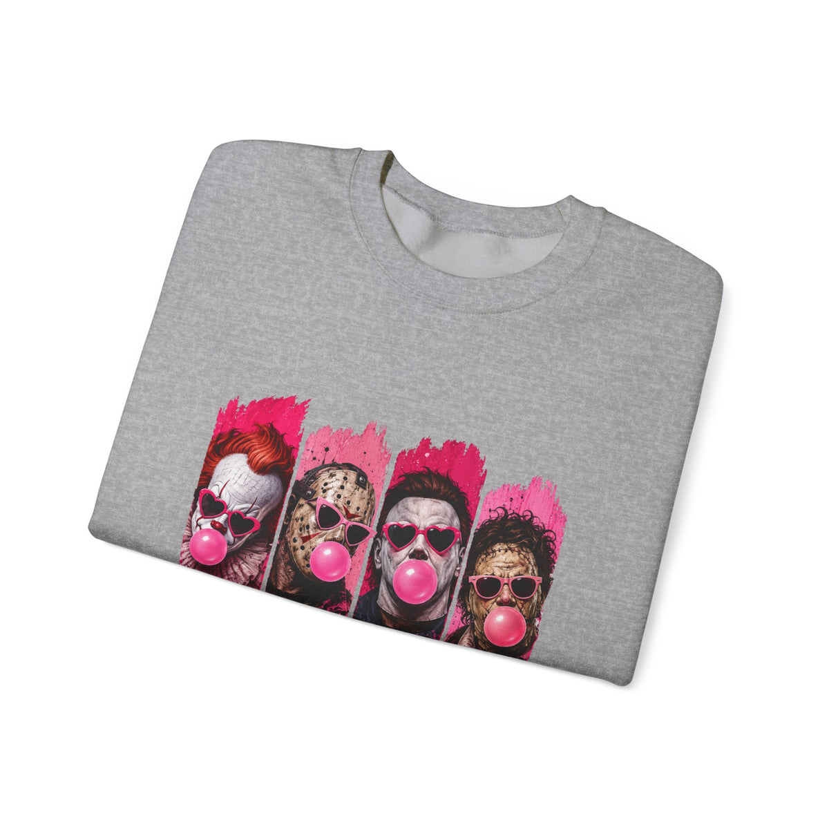 Clown Crewneck Sweatshirt – Colorful Bubblegum Skull & Joker Portraits