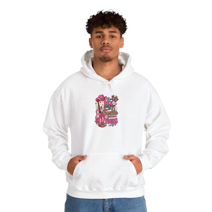 Dolly Vibes Hoodie — Pink Western Guitar Floral