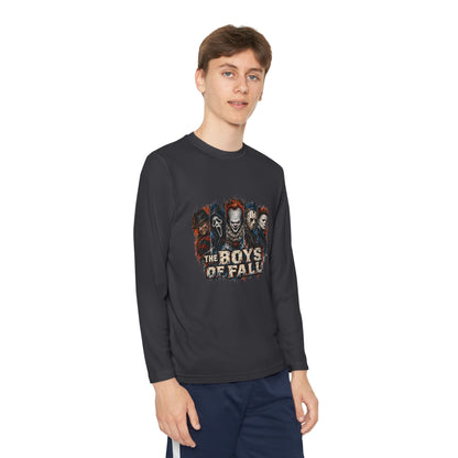 Youth Long Sleeve Tee — "The Boys of Fall" Horror Mask Graphic