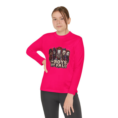 Youth Long Sleeve Tee — "The Boys of Fall" Horror Mask Graphic