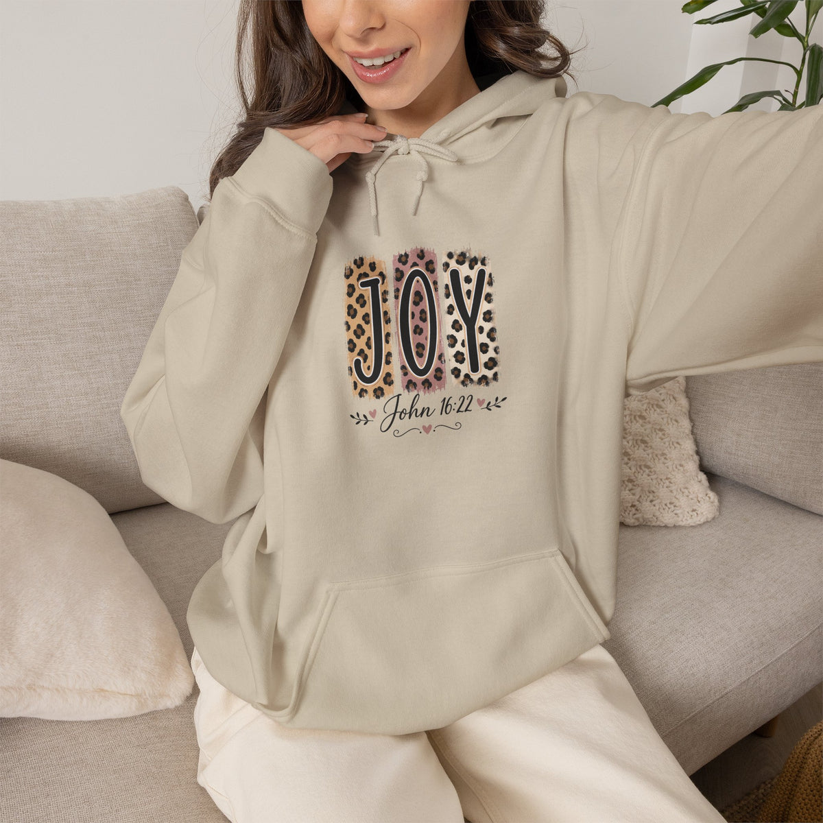 Joy Leopard Hoodie — Joy in the Season Graphic Pullover
