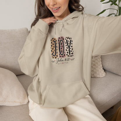 Joy Leopard Hoodie — Joy in the Season Graphic Pullover