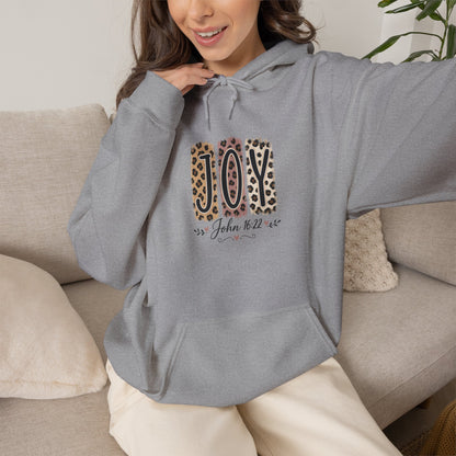 Joy Leopard Hoodie — Joy in the Season Graphic Pullover