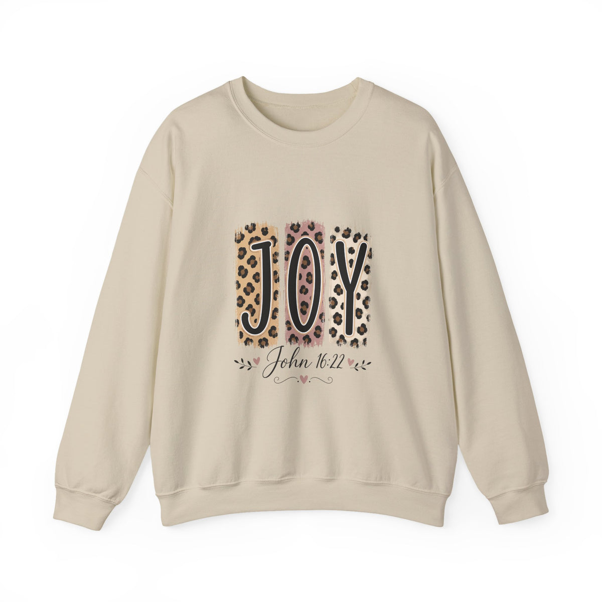 Joy Leopard Print Sweatshirt — John 1:14 Scripture Holiday Crewneck