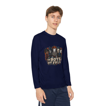 Youth Long Sleeve Tee — "The Boys of Fall" Horror Mask Graphic
