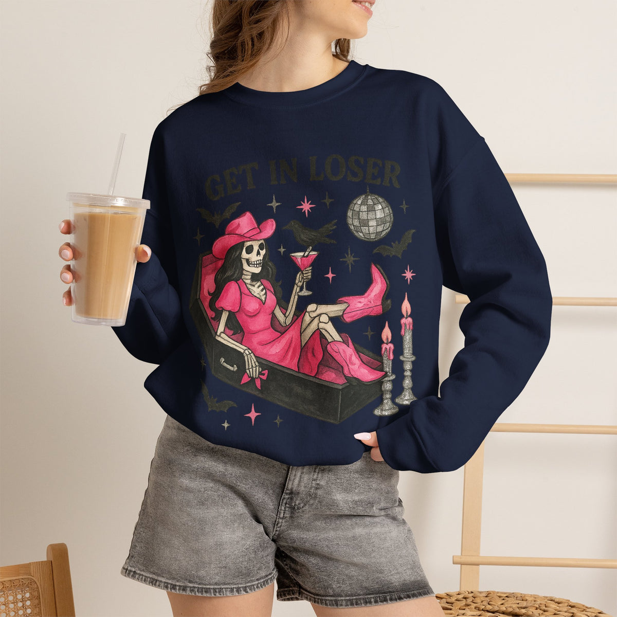 Get In Loser Skeleton Coffin Sweatshirt