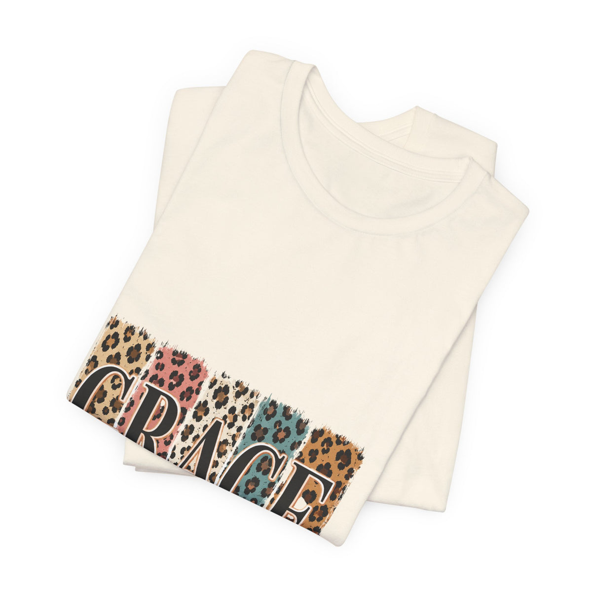 Grace Leopard Print Tee — Christian Scripture 2 Cor 12:9 T-Shirt