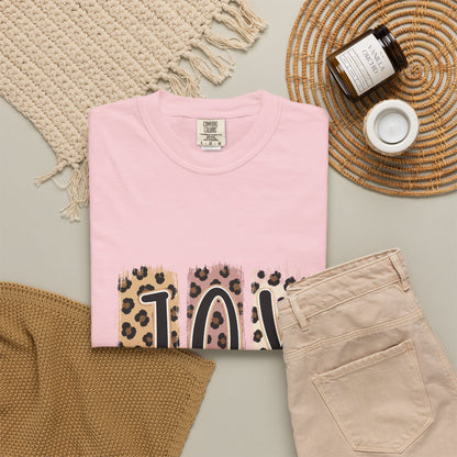 JOY Leopard Print T‑Shirt — John 16:22 Christian Faith Tee