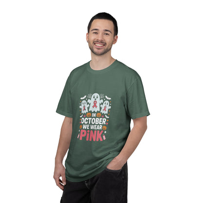 Breast Cancer Halloween Ghost T-Shirt — "In October We Wear Pink"