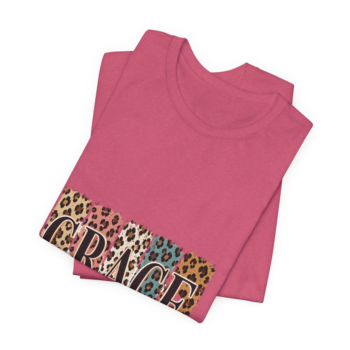 Grace Leopard Print Tee — Christian Scripture 2 Cor 12:9 T-Shirt