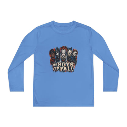 Youth Long Sleeve Tee — "The Boys of Fall" Horror Mask Graphic