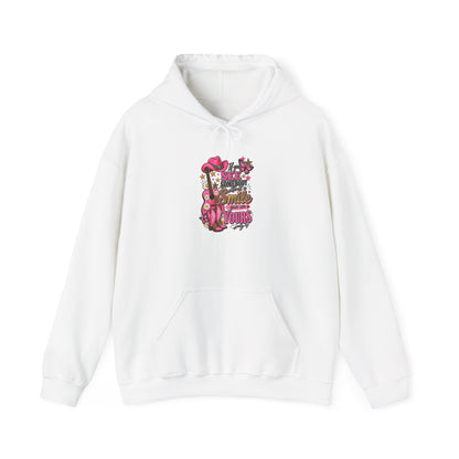 Dolly Vibes Hoodie — Pink Western Guitar Floral