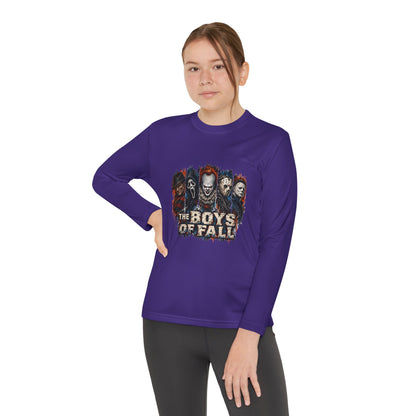 Youth Long Sleeve Tee — "The Boys of Fall" Horror Mask Graphic