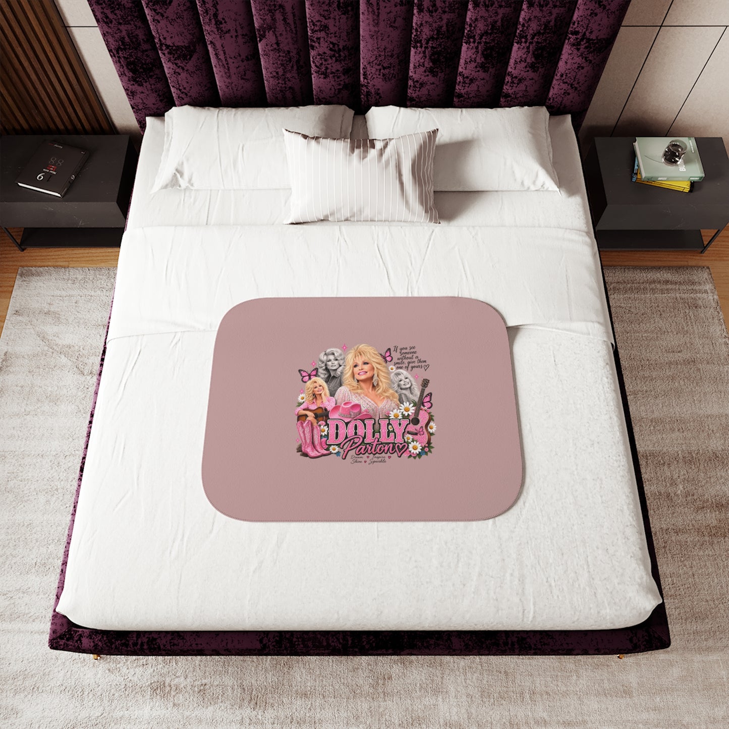 Dolly Parton Sherpa Blanket – Cozy Pink Iconic Musician Throw