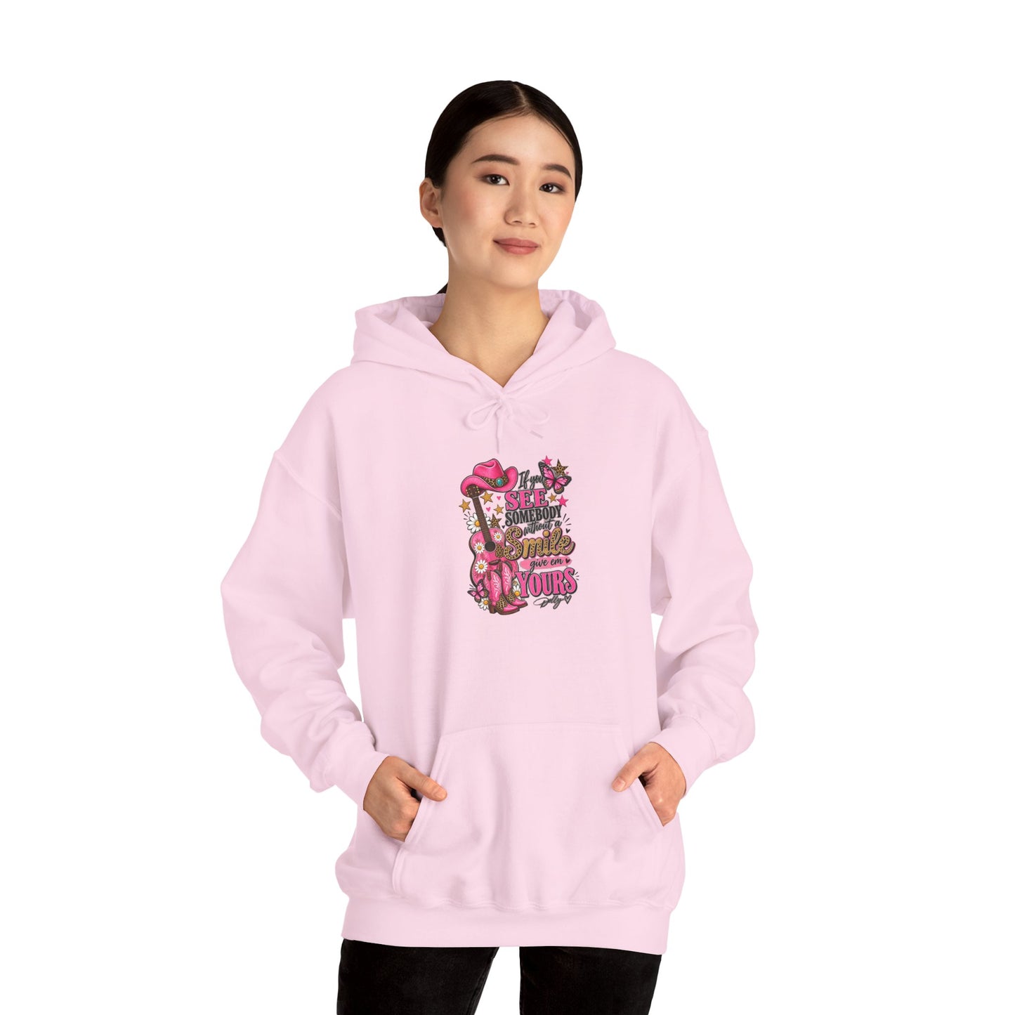 Dolly Vibes Hoodie — Pink Western Guitar Floral