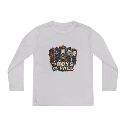 Youth Long Sleeve Tee — "The Boys of Fall" Horror Mask Graphic