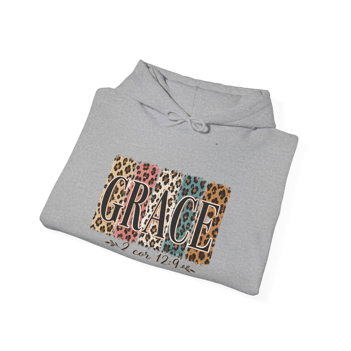 Grace Leopard Hoodie - 2 Cor 12:9 Christian Faith Sweatshirt