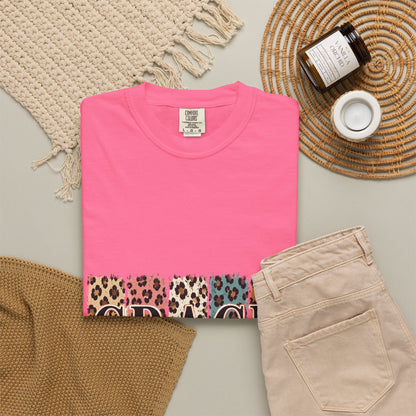 Grace Leopard Block T-Shirt — 2 Cor. 12:9 Christian Graphic Tee