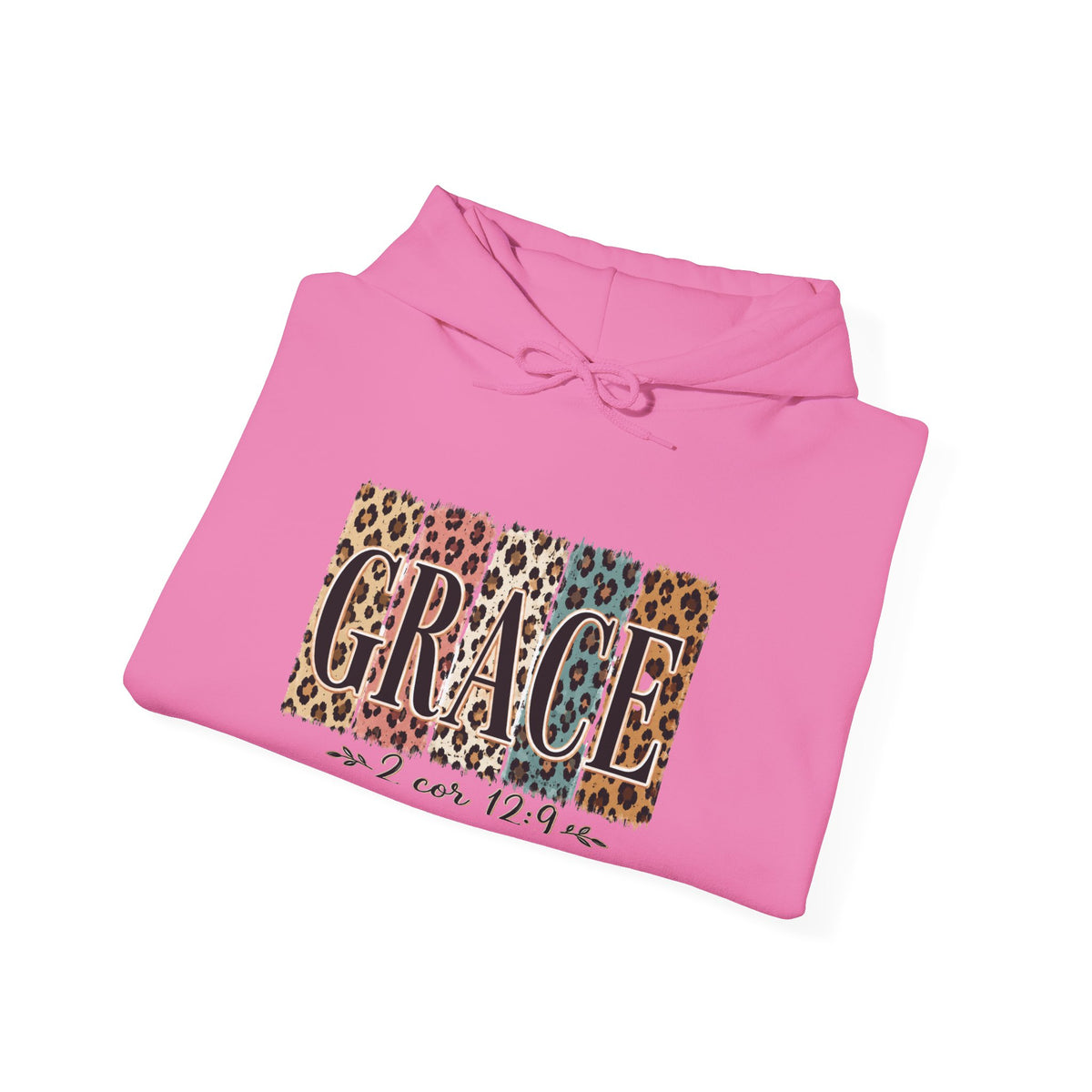 Grace Leopard Hoodie - 2 Cor 12:9 Christian Faith Sweatshirt