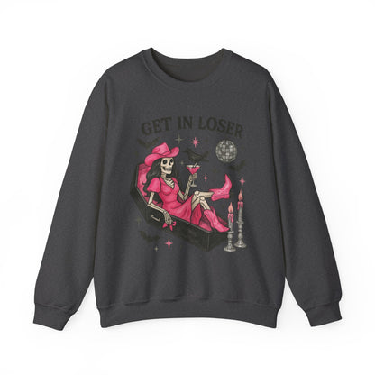 Get In Loser Skeleton Coffin Sweatshirt