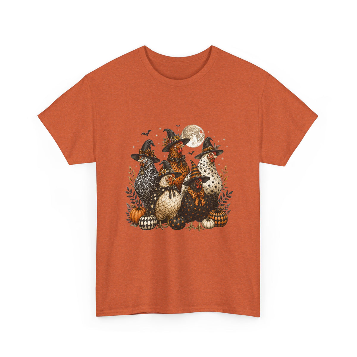Halloween Chickens-Vintage Moon & Pumpkins