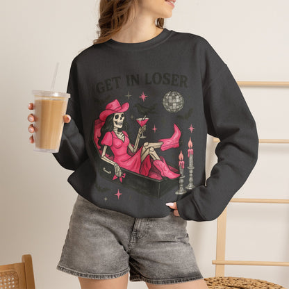 Get In Loser Skeleton Coffin Sweatshirt