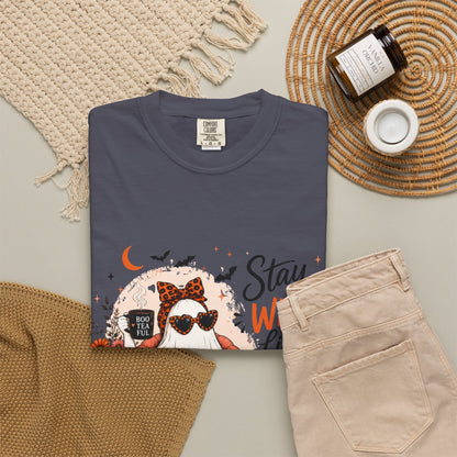 Stay Wild Little Ghoul T-Shirt — Cute Halloween Ghost Reading Design