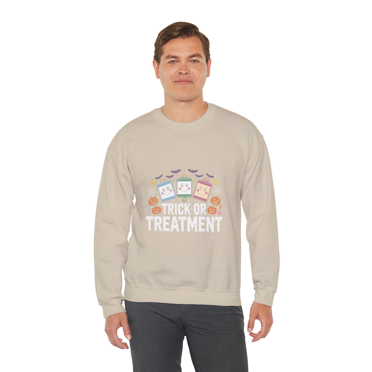 Halloween Candy Phone Sweatshirt — Cute Trick-or-Treat Graphic