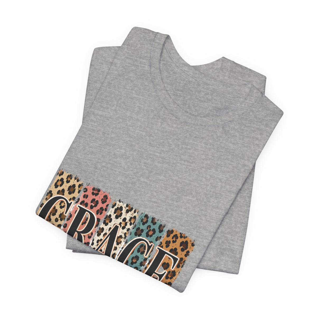 Grace Leopard Print Tee — Christian Scripture 2 Cor 12:9 T-Shirt