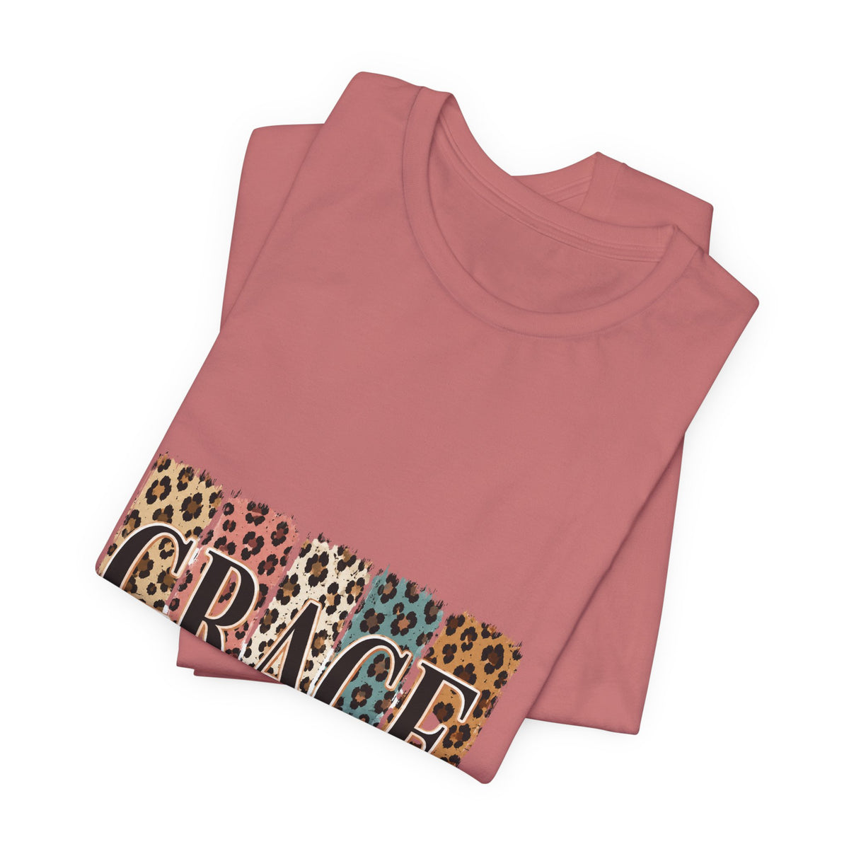 Grace Leopard Print Tee — Christian Scripture 2 Cor 12:9 T-Shirt