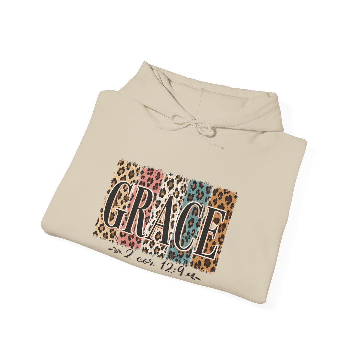 Grace Leopard Hoodie - 2 Cor 12:9 Christian Faith Sweatshirt